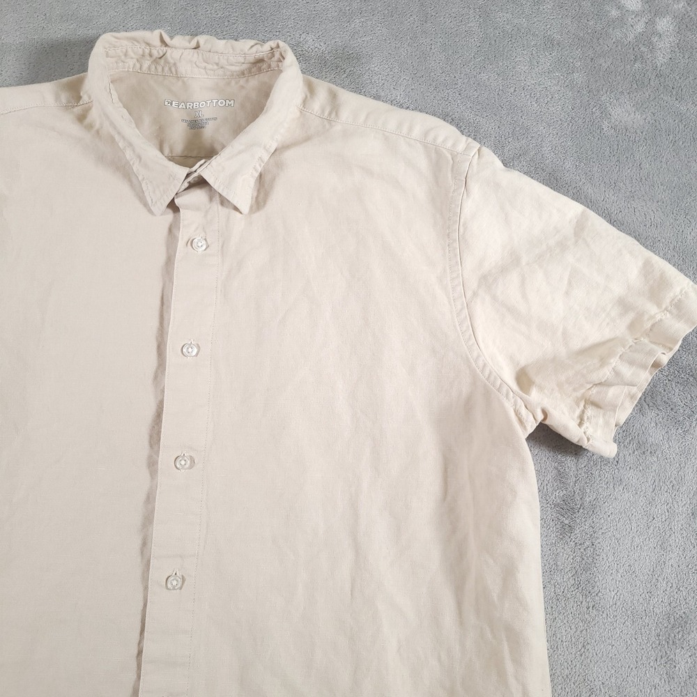 Bear‎ Bottom Retreat Shirt Mens XL Beige Linen Blend Beach Pool Wicking Summer
